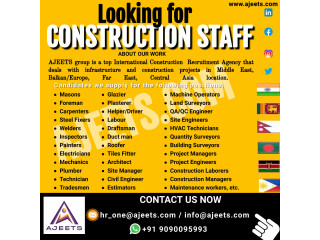 Looking for construction staff from India, Nepal for Dubai projects!!!