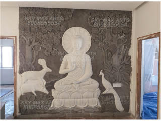 Interior Buddha Wall Mural Design From Moosapet